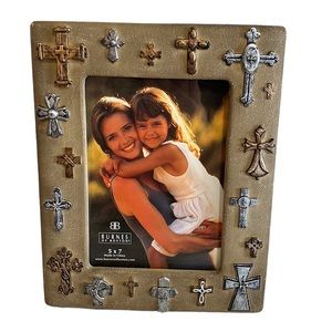 Burnes of Boston Cross Covered 5x7 Picture~Photo Frame Religious